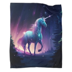 Licorne Plaid en Polaire Imprimé 3D Couverture Douce Confortable pour Canapé Lit Bureau