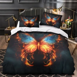 Papillon Housse de Couette Imprimée 3D Douce 3 Pièces Literie Garçons Filles