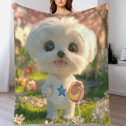 Poodle Chien Plaid en Polaire Imprimé 3D Couverture Douce Confortable pour Canapé Lit Bureau
