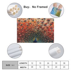 Paon Peinture sur toile sans cadre, impressions posters art mural pour déco maison chambre bureau