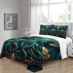 Mythe de l'horreur Cthulhu Housse de Couette Imprimée 3D Douce 3 Pièces Literie Garçons Filles