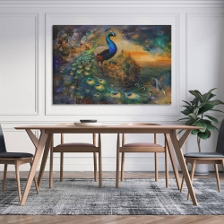 Paon Peinture sur toile sans cadre, impressions posters art mural pour déco maison chambre bureau