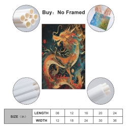 Dragon Peinture sur toile sans cadre, impressions posters art mural pour déco maison chambre bureau