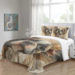 Französische Bulldogge 3D Gedruckter Bettbezug Weiche 3-teilige Bettwäsche für Jungen Mädchen