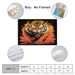 Tigre Peinture sur toile sans cadre, impressions posters art mural pour déco maison chambre bureau