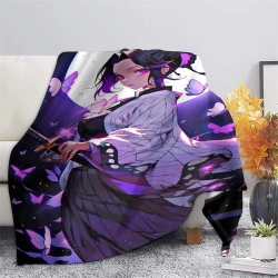 Tueur de démons: Demon Slayer Plaid en Polaire Imprimé 3D Couverture Douce Confortable pour Canapé Lit Bureau
