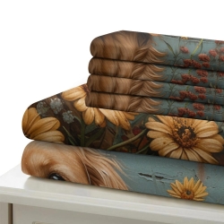Golden Retriever Housse de Couette Imprimée 3D Douce 3 Pièces Literie Garçons Filles