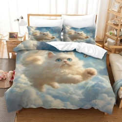 Chat persan Housse de Couette Imprimée 3D Douce 3 Pièces Literie Garçons Filles
