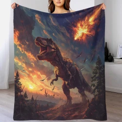 Dinosaure Plaid en Polaire Imprimé 3D Couverture Douce Confortable pour Canapé Lit Bureau