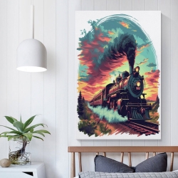 Tren de vapor Pintura en lienzo sin marco, impresiones de pósters arte pared para decoración hogar dormitorio oficina
