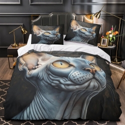 Chat sphynx Housse de Couette Imprimée 3D Douce 3 Pièces Literie Garçons Filles