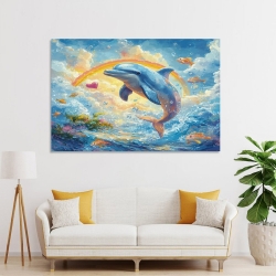 Dauphin Peinture sur toile sans cadre, impressions posters art mural pour déco maison chambre bureau
