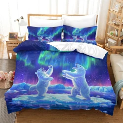 Oso polar Funda Nórdica Impresa en 3D Suave 3 Piezas Ropa de Cama para Niños Niñas