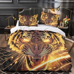 Tigre Housse de Couette Imprimée 3D Douce 3 Pièces Literie Garçons Filles