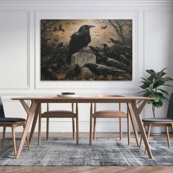Corbeau Peinture sur toile sans cadre, impressions posters art mural pour déco maison chambre bureau