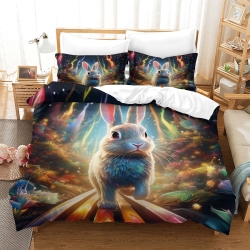 Lapin Housse de Couette Imprimée 3D Douce 3 Pièces Literie Garçons Filles