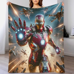 Avengers Iron Man Plaid en Polaire Imprimé 3D Couverture Douce Confortable pour Canapé Lit Bureau