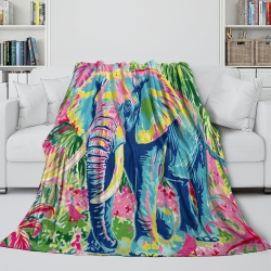 Éléphant Plaid en Polaire Imprimé 3D Couverture Douce Confortable pour Canapé Lit Bureau