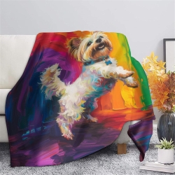 Yorkshire Terrier Plaid en Polaire Imprimé 3D Couverture Douce Confortable pour Canapé Lit Bureau