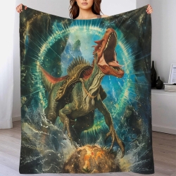 Dinosaure Plaid en Polaire Imprimé 3D Couverture Douce Confortable pour Canapé Lit Bureau