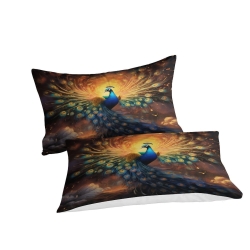 Paon Housse de Couette Imprimée 3D Douce 3 Pièces Literie Garçons Filles
