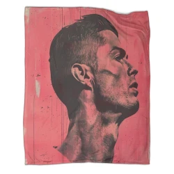 Cristiano Ronaldo Plaid en Polaire Imprimé 3D Couverture Douce Confortable pour Canapé Lit Bureau