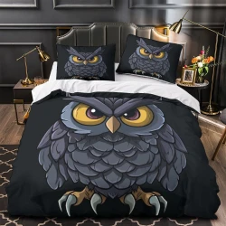Hibou Housse de Couette Imprimée 3D Douce 3 Pièces Literie Garçons Filles