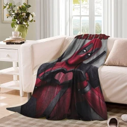 Marvel Deadpool Plaid en Polaire Imprimé 3D Couverture Douce Confortable pour Canapé Lit Bureau