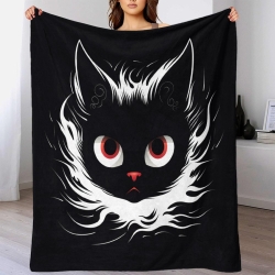 Chat Plaid en Polaire Imprimé 3D Couverture Douce Confortable pour Canapé Lit Bureau