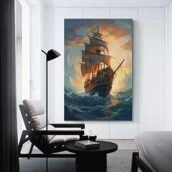Voilier Peinture sur toile sans cadre, impressions posters art mural pour déco maison chambre bureau