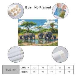 Éléphant Peinture sur toile sans cadre, impressions posters art mural pour déco maison chambre bureau