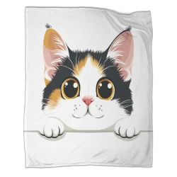 Cute Chat Plaid en Polaire Imprimé 3D Couverture Douce Confortable pour Canapé Lit Bureau