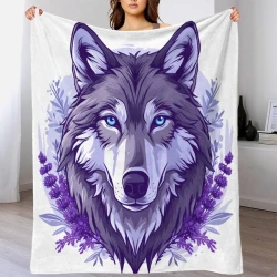 Wolf 3D Gedruckte Fleece-Decke Weiche Gemütliche Decke für Sofa Bett Büro