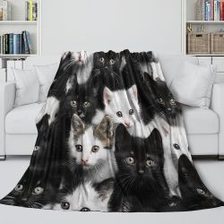 Chat Plaid en Polaire Imprimé 3D Couverture Douce Confortable pour Canapé Lit Bureau