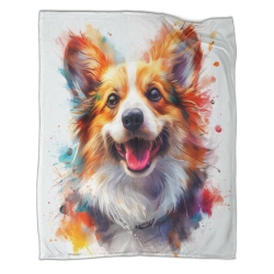 Corgi Plaid en Polaire Imprimé 3D Couverture Douce Confortable pour Canapé Lit Bureau