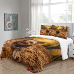 Yorkshire Terrier Housse de Couette Imprimée 3D Douce 3 Pièces Literie Garçons Filles