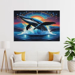 Baleine Peinture sur toile sans cadre, impressions posters art mural pour déco maison chambre bureau