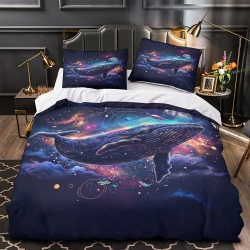 Baleine Housse de Couette Imprimée 3D Douce 3 Pièces Literie Garçons Filles