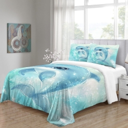 Dauphin Housse de Couette Imprimée 3D Douce 3 Pièces Literie Garçons Filles