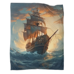 Sailboat 3D Printed Fleece Throw Blanket Soft Cozy Blanket for Couch Sofa Bed Office