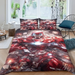 Avengers Iron Man Housse de Couette Imprimée 3D Douce 3 Pièces Literie Garçons Filles