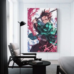Tueur de démons: Demon Slayer Peinture sur toile sans cadre, impressions posters art mural pour déco maison chambre bureau