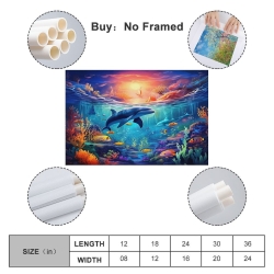 Dauphin Peinture sur toile sans cadre, impressions posters art mural pour déco maison chambre bureau