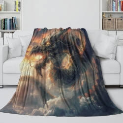 Dragon Plaid en Polaire Imprimé 3D Couverture Douce Confortable pour Canapé Lit Bureau