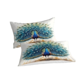 Paon Housse de Couette Imprimée 3D Douce 3 Pièces Literie Garçons Filles