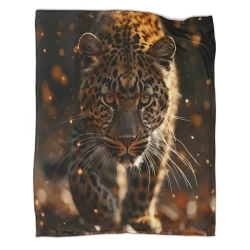 Léopard Plaid en Polaire Imprimé 3D Couverture Douce Confortable pour Canapé Lit Bureau