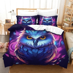 Hibou Housse de Couette Imprimée 3D Douce 3 Pièces Literie Garçons Filles