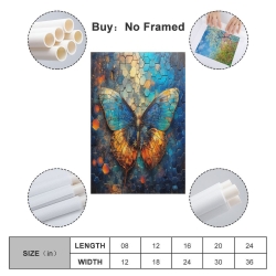 Papillon Peinture sur toile sans cadre, impressions posters art mural pour déco maison chambre bureau