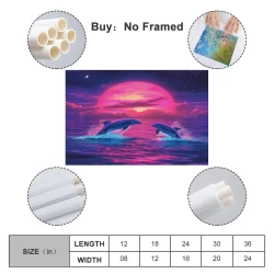 Dauphin Peinture sur toile sans cadre, impressions posters art mural pour déco maison chambre bureau