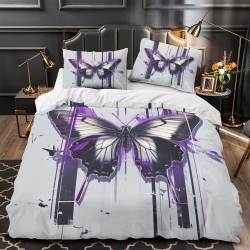 Papillon Housse de Couette Imprimée 3D Douce 3 Pièces Literie Garçons Filles
